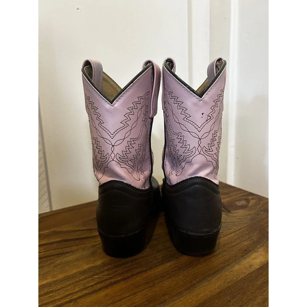 SMOKY MOUNTAIN BOOTS Girls Monterey Brown/Pink Western Boots Sz 12 *flaw*
